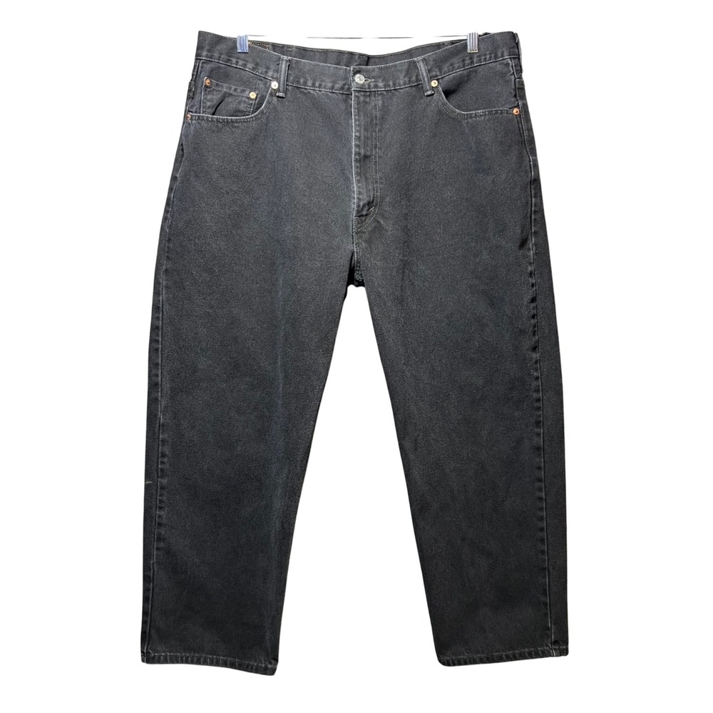 Vintage Y2K Levis 550 Relaxed Fit Faded Black Denim Jeans Mens 44x29 Tapered